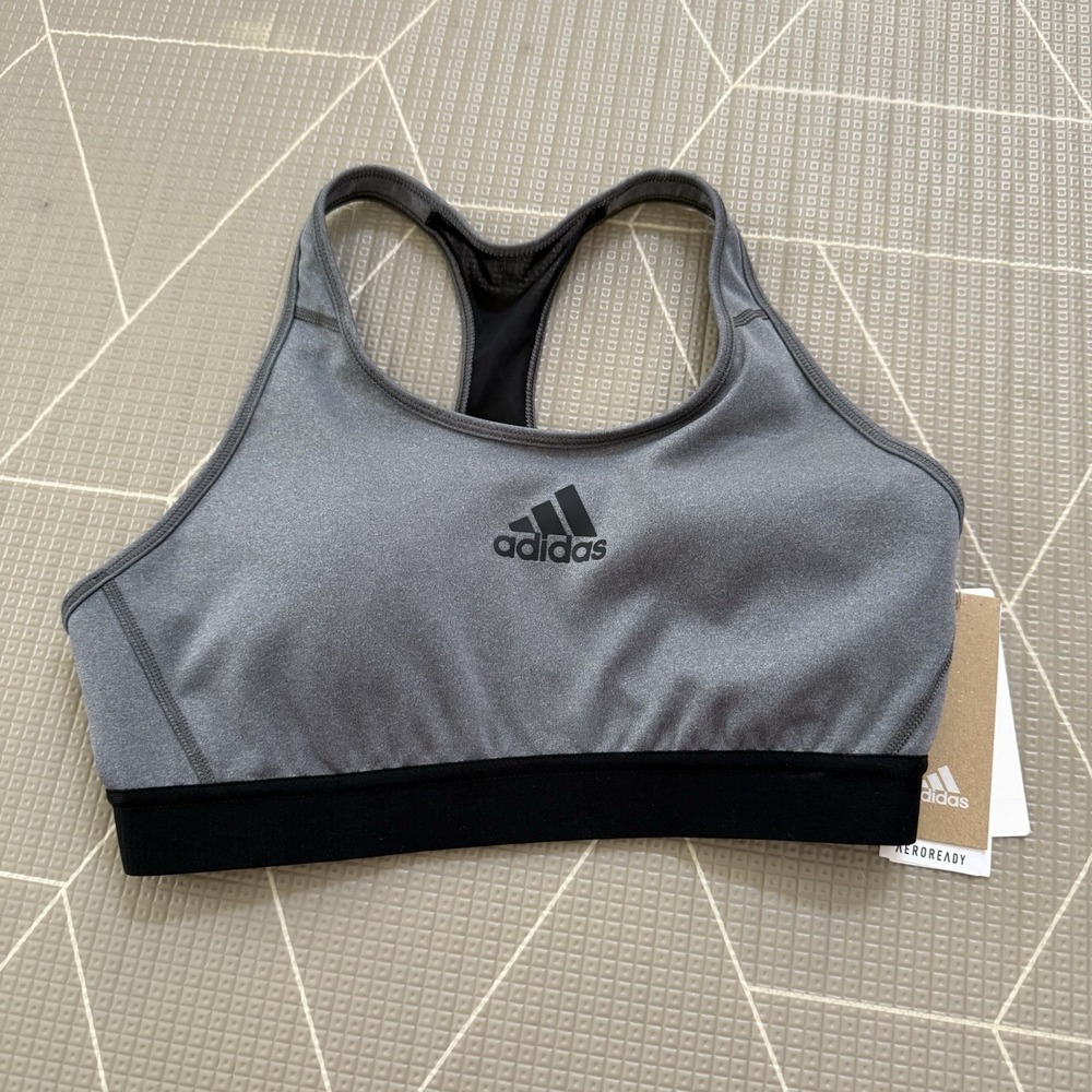 NEW Adidas DRST ASK P Bra L Training‎ Medium Support Sports Bra Gray